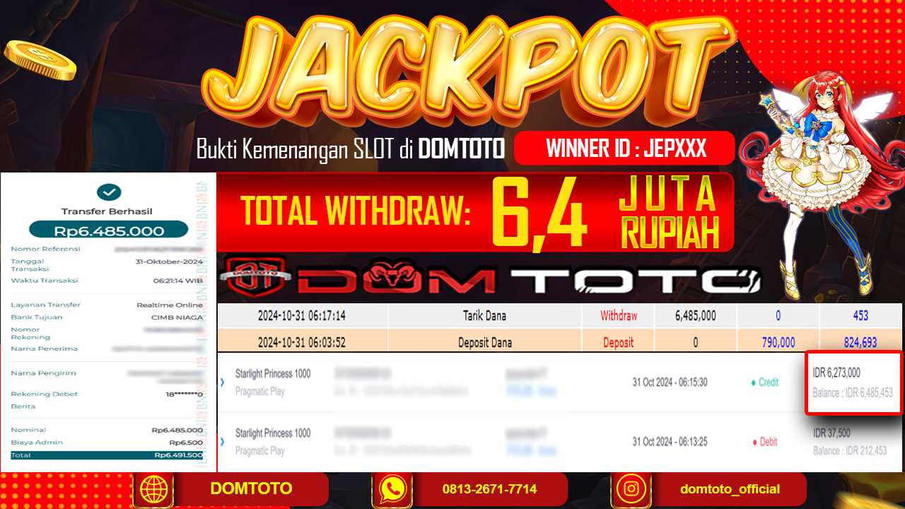 JACKPOT SLOT STARLIGHT PRINCESS 1000 30 OKTOBER 2024